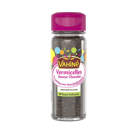Décoration Alimentaire Vermicelles Saveur Chocolat VAHINE le flacon de 65g