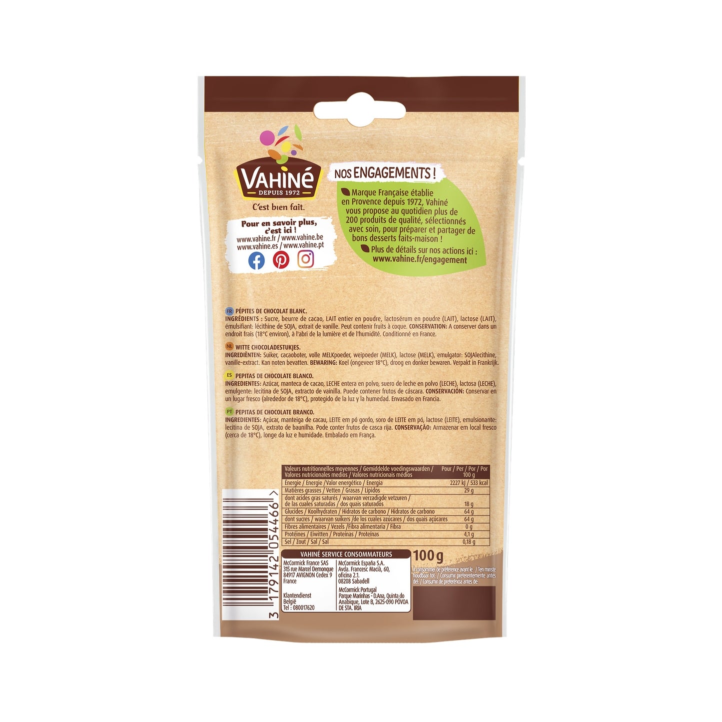 VAHINE White Chocolate Chips