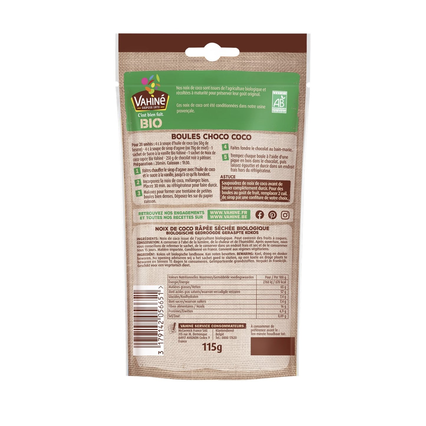 VAHINE Organic Grated Coconut