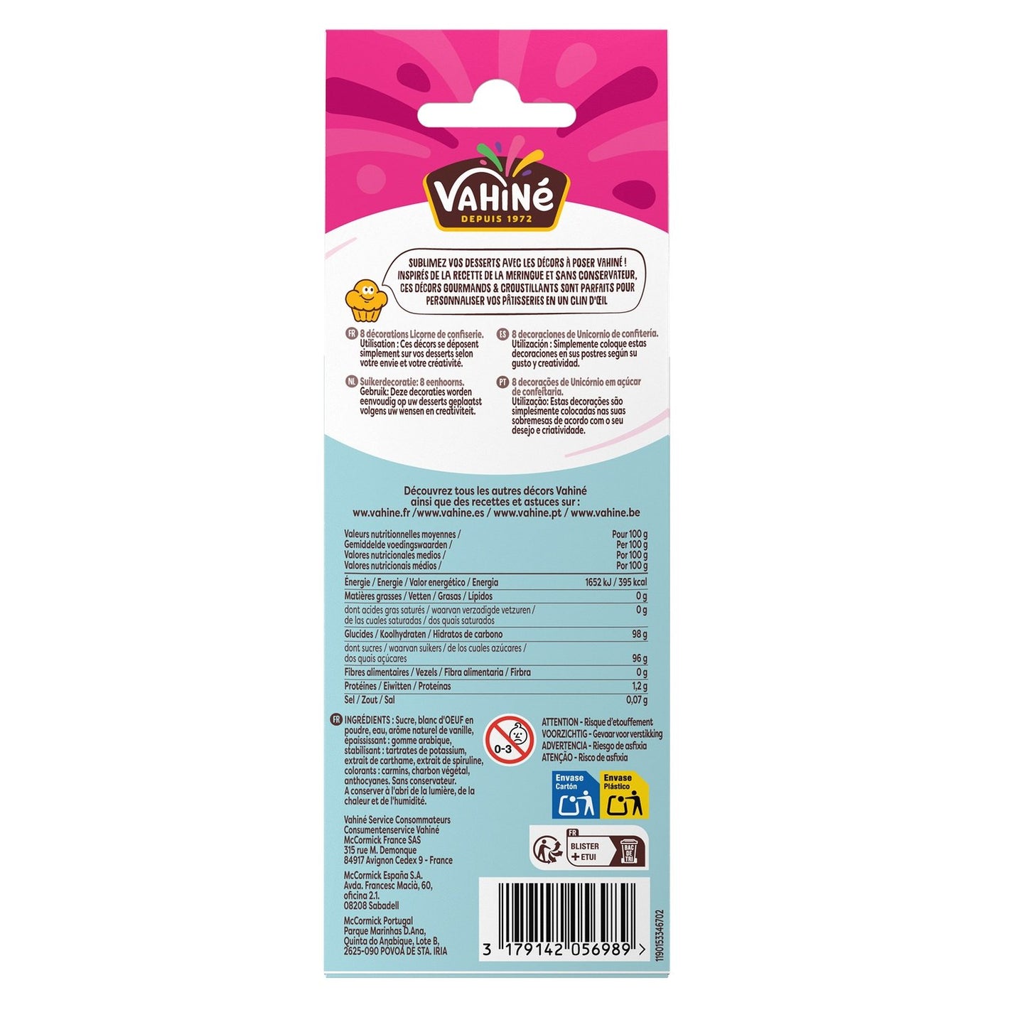 Décors de Confiserie Licornes VAHINE