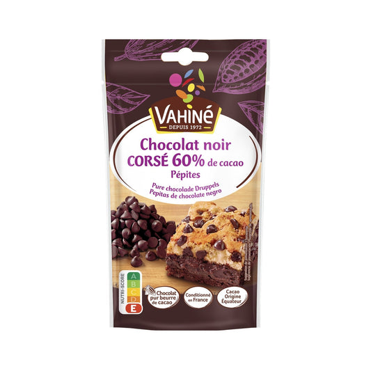 Pépites Chocolat Noir Corsé VAHINE le sachet de 100g