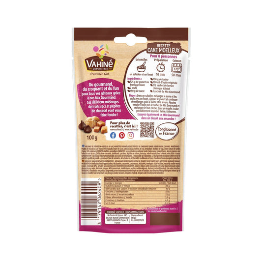 Milk Chocolate Chips, Caramel Flavored Fudge, VAHINE Hazelnuts