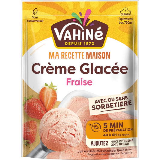 Préparation Crème Glacée Fraise VAHINE le paquet de 200g