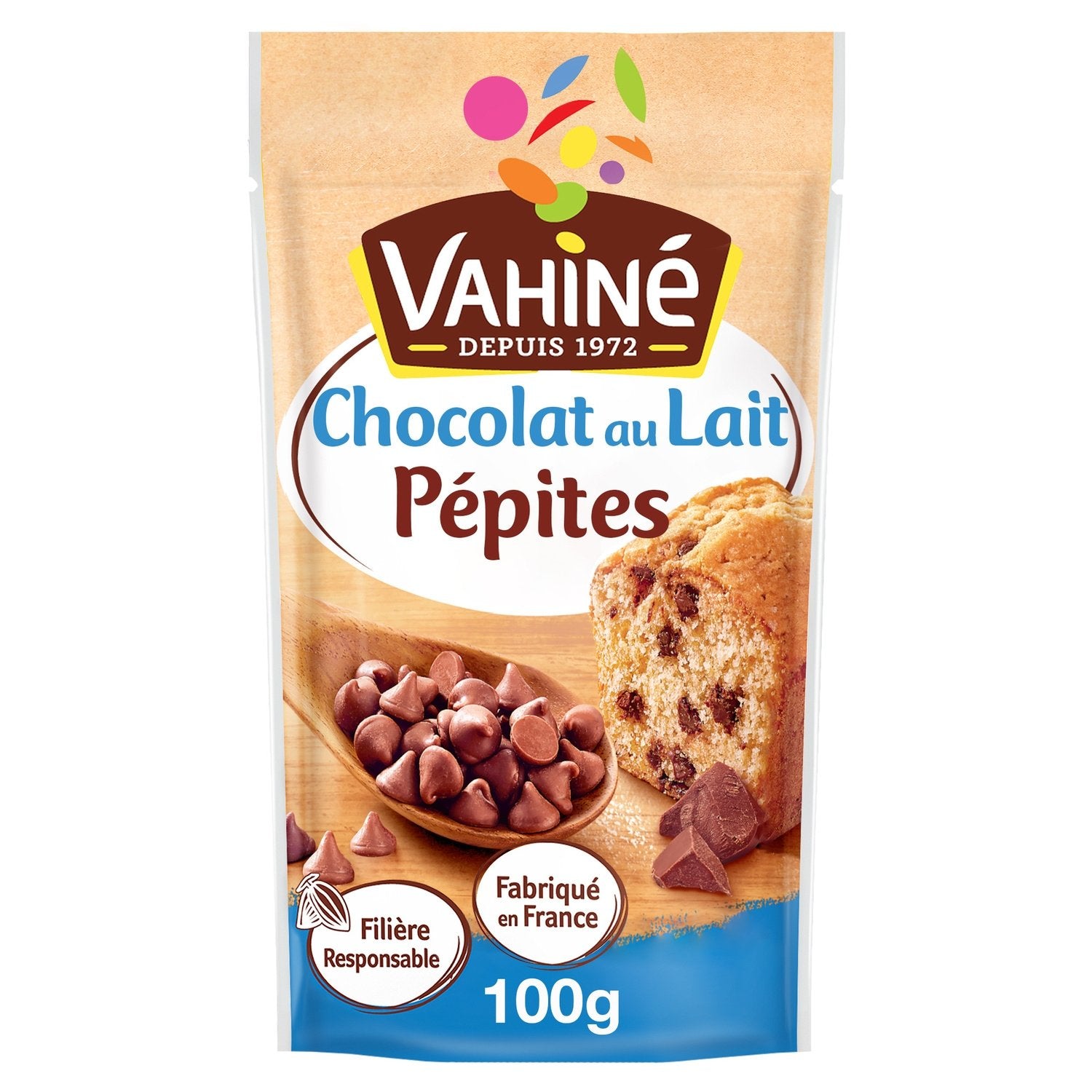 Pépites Chocolat au Lait VAHINE le sachet de 100 g