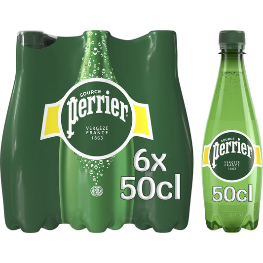 Eau Minérale Naturelle Gazeuse PERRIER le pack de 6 bouteilles de 50cL