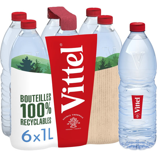 Eau Minérale Naturelle Plate VITTEL le pack de 6 bouteilles de 1L
