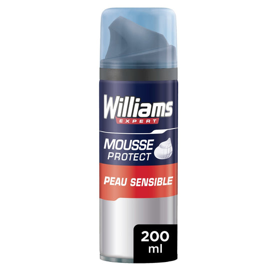 Mousse à Raser Peau Sensible Homme Apaisante Aloe Vera Expert WILLIAMS la bombe de 200 ml
