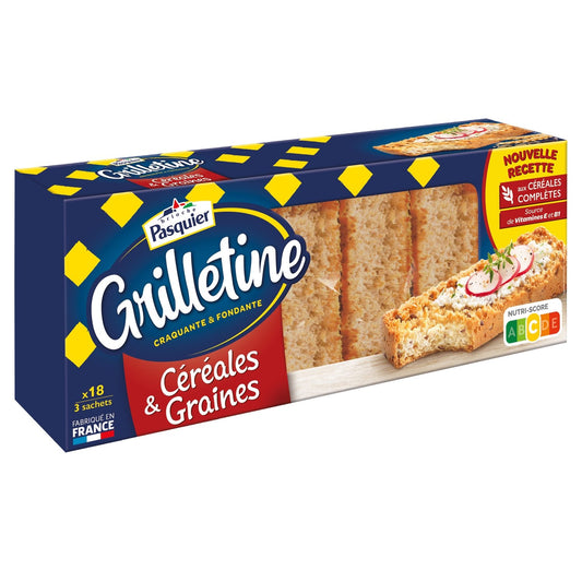 Pains Grillées Céréales et Graines Grilletines PASQUIER la boite de 255g