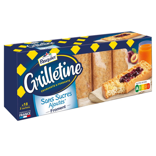 Pains Grillés au Froment Sans Sucres Ajoutés Grilletines PASQUIER le paquet de 18 - 255g