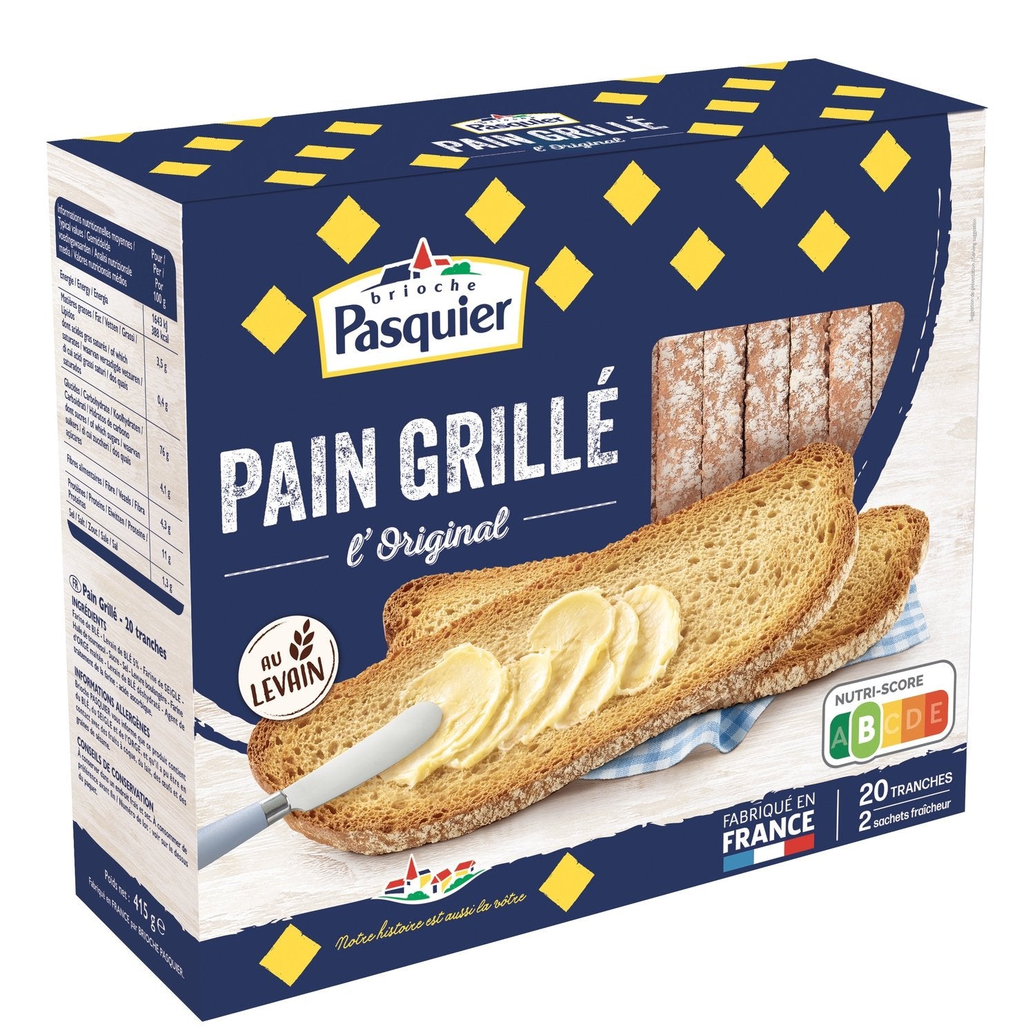 Pains Grillés l'Original PASQUIER le paquet de 20 tranches - 415g