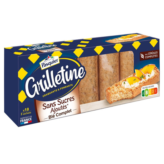 Pains Blé Complet Sans Sucres Ajoutés Grilletines PASQUIER le paquet de 255g
