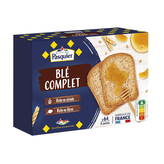 Biscottes Blé Complet PASQUIER le paquet de 64 tranches
