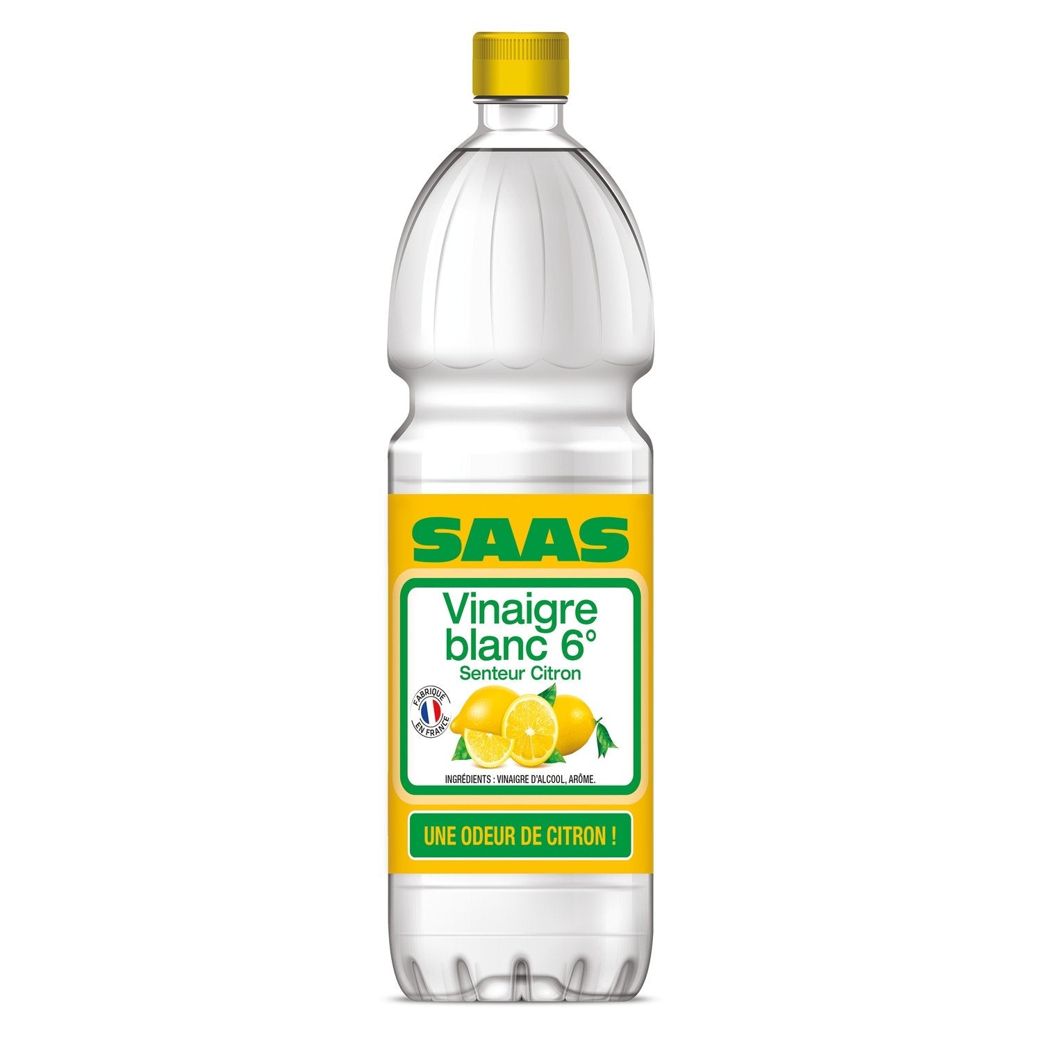 Vinaigre d'Alcool Blanc Aromatisé au Citron SAAS la bouteille de 1L