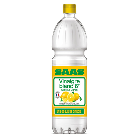 Vinaigre d'Alcool Blanc Aromatisé au Citron SAAS la bouteille de 1L