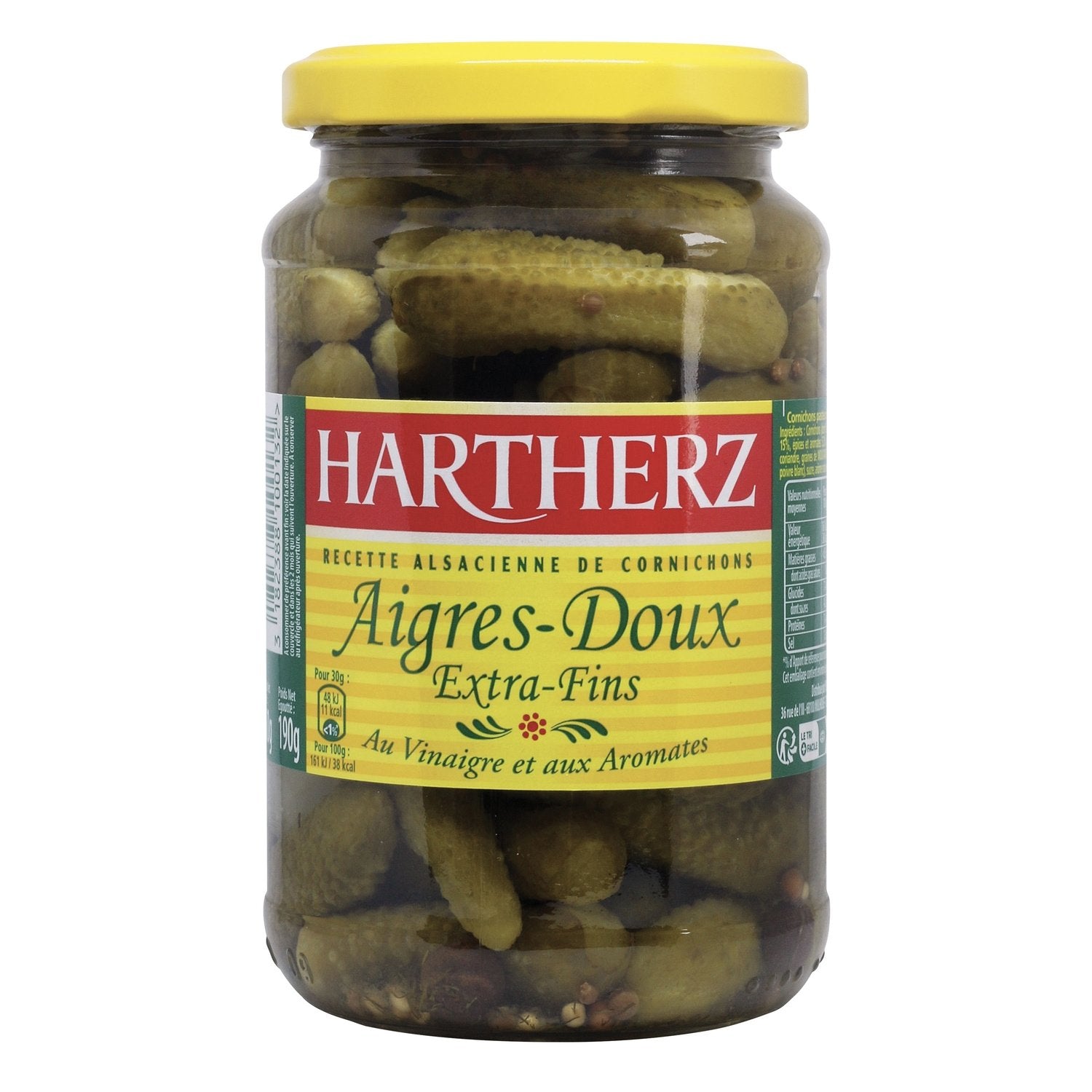 Cornichons Aigres Doux Extra Fins HARTHERZ le bocal de 190g
