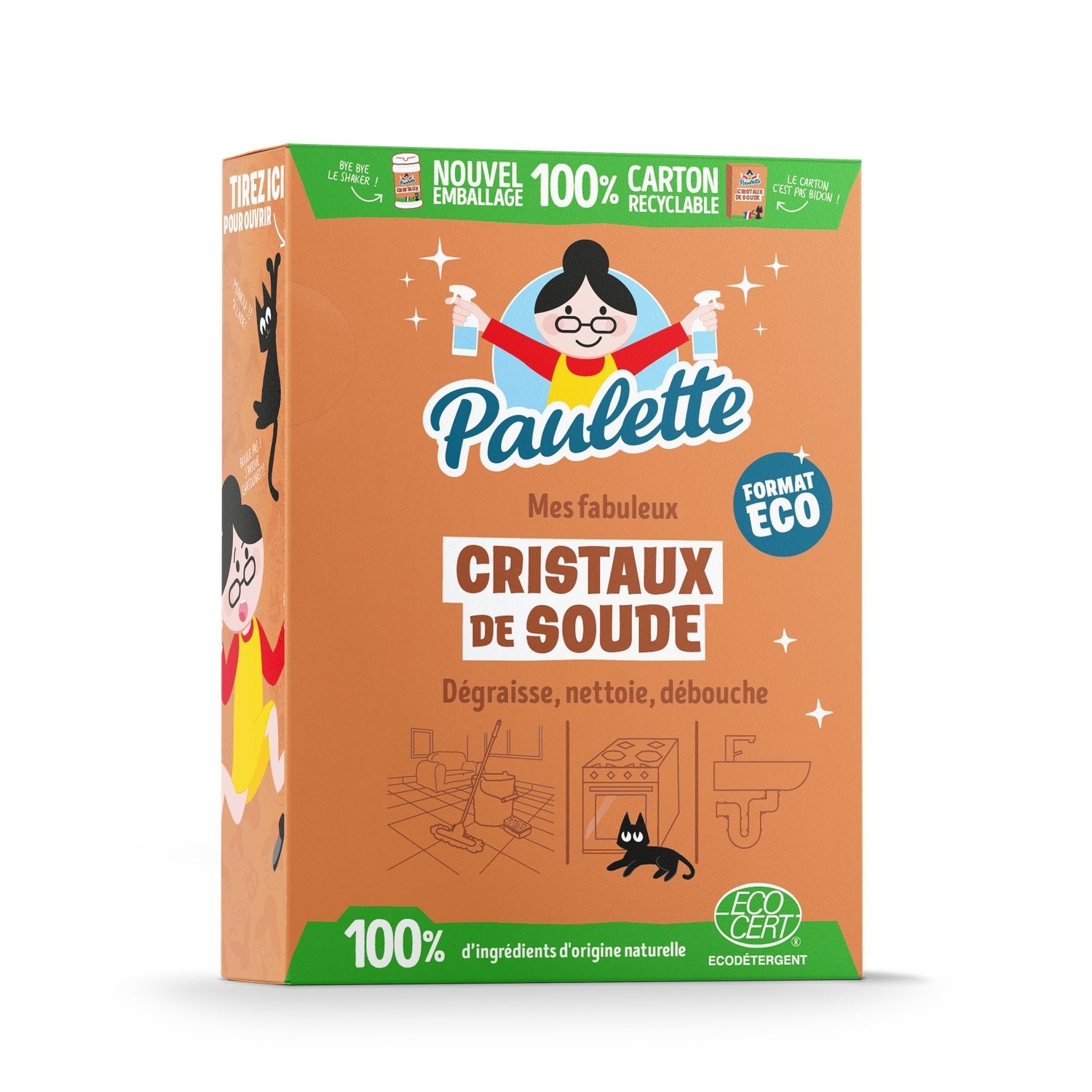 Cristaux de Soude Dégraissant Détachant Ecocert PAULETTE la boite de 1kg