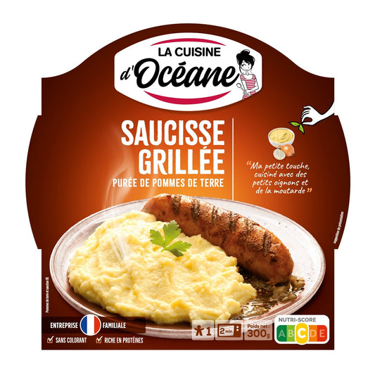 Plat Cuisiné Saucisse Grillée/purée LA CUISINE D'OCEANE la barquette de 300 g