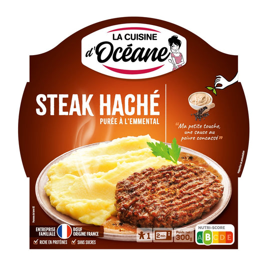 Plat Cuisiné Steak Haché/purée Emmental LA CUISINE D'OCEANE l'assiette de 300 g
