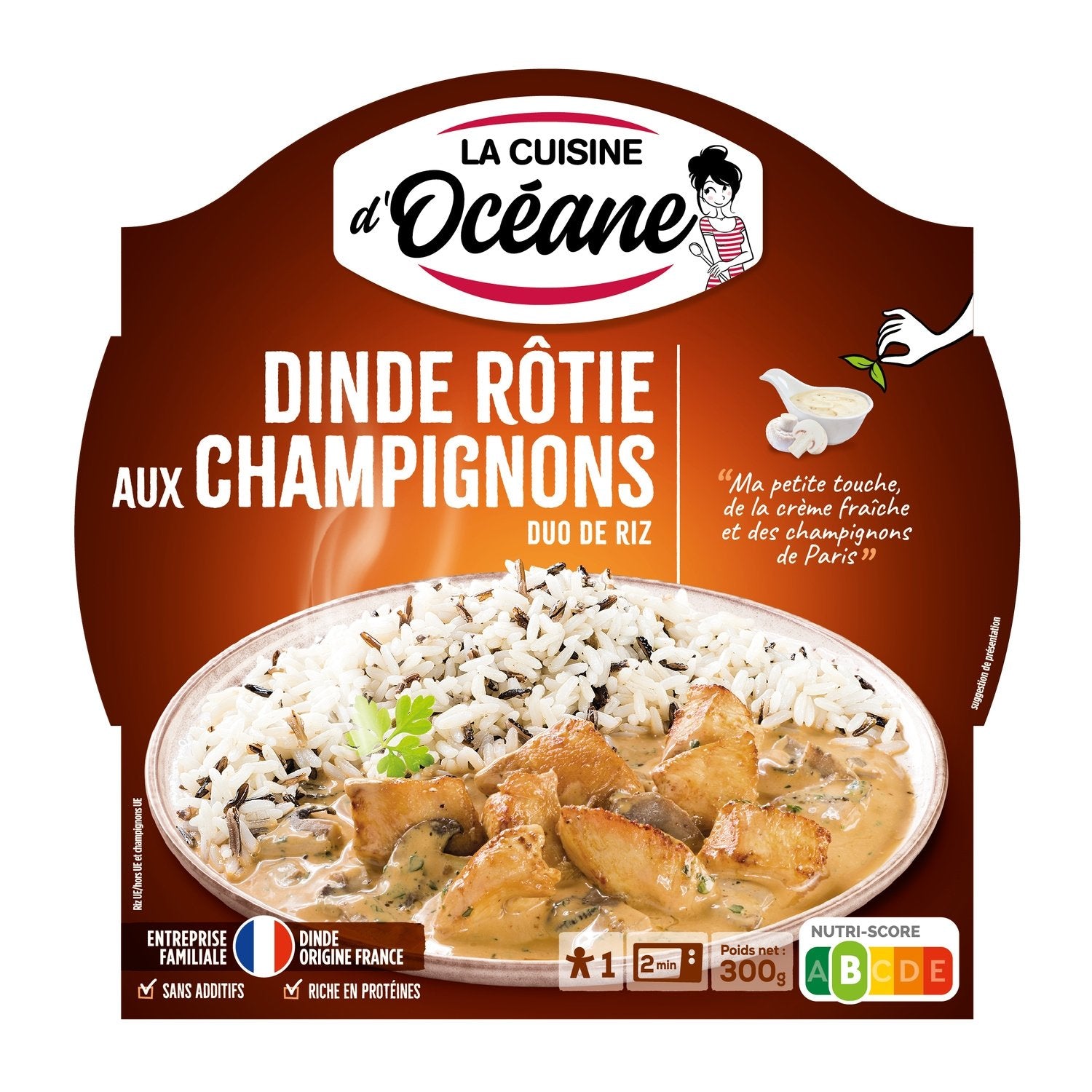 Plats Cuisinés Dinde Rôtie Forestière Duo de Riz LA CUISINE D'OCEANE la barquette de 300g