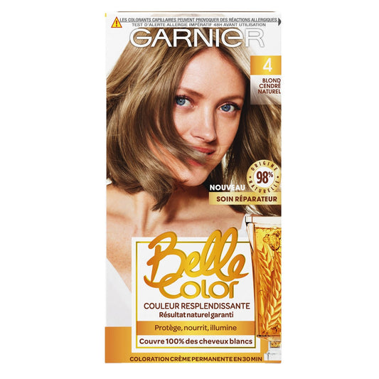 Coloration Permanente 4 Blond Cendré Naturel Couvre 100% Cheveux Blancs Belle Color L'OREAL PARIS la boîte