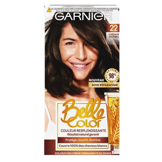 Coloration Permanente 22 Châtain Naturel Couvre 100% Cheveux Blancs Belle Color L'OREAL PARIS la boîte de coloration