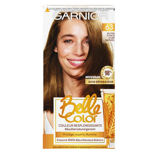 Coloration Permanente 63 Blond Foncé Doré Couvre 100% Cheveux Blancs Belle Color L'OREAL PARIS la boîte
