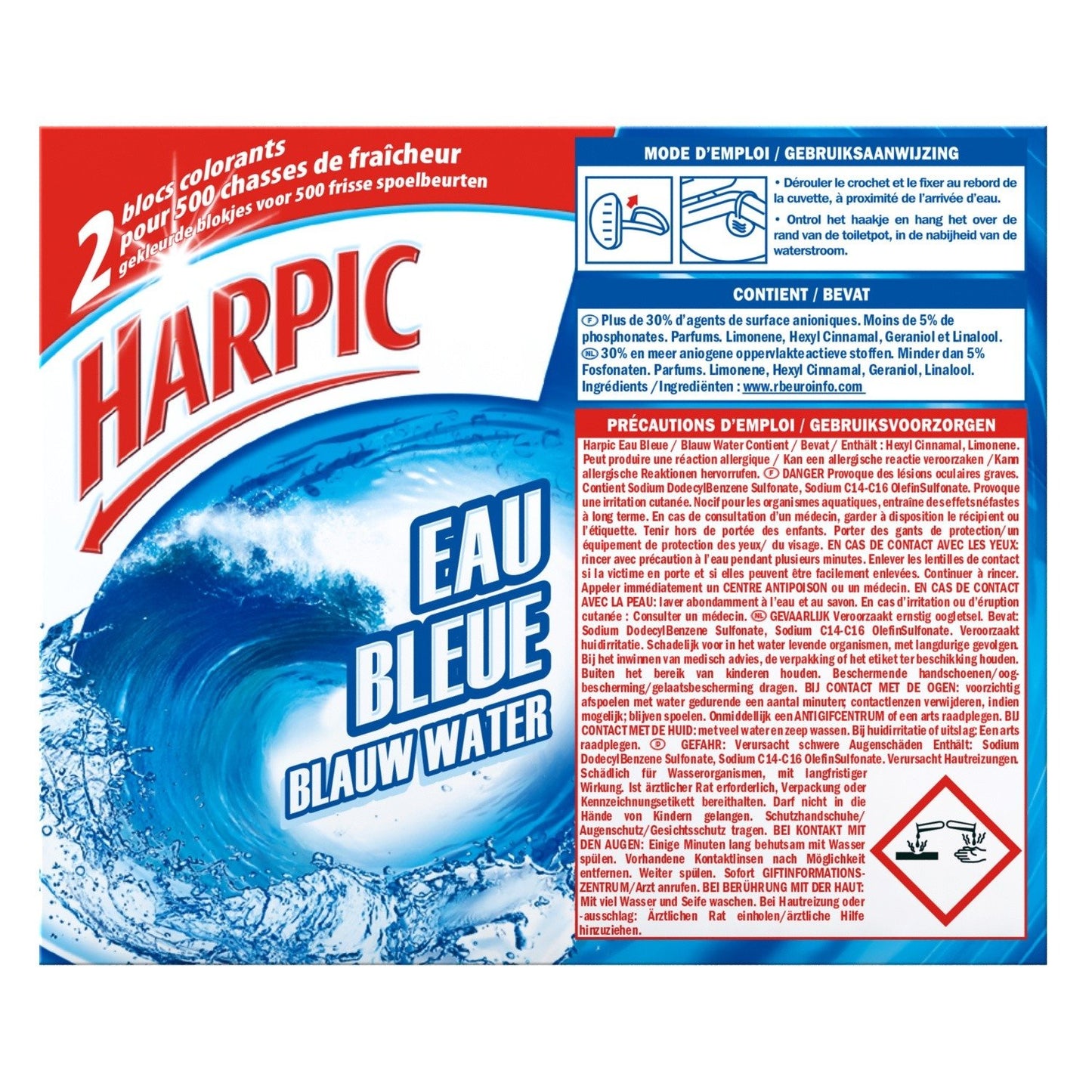Wc Block Blue Water Bowl X2 HARPIC
