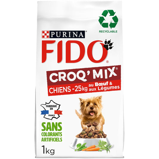 Croquettes pour Chien Adulte Petit <10kg Boeuf Légumes FIDO Le sac de 1kg