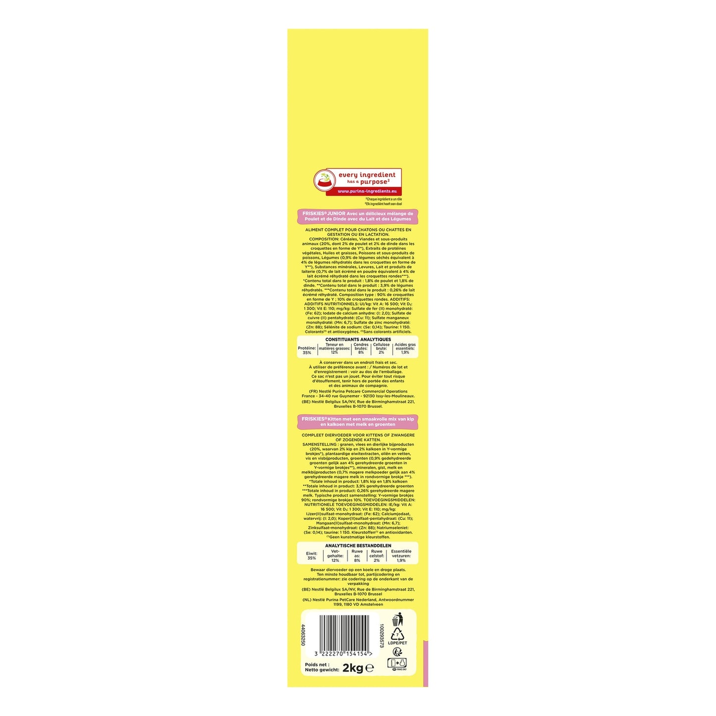 Purina Friskies Junior Cat Food with Chicken, Turkey &amp; Vegetables with Milk
