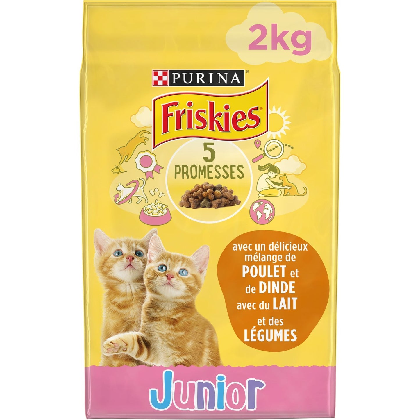 Purina Friskies Junior Cat Food with Chicken, Turkey &amp; Vegetables with Milk