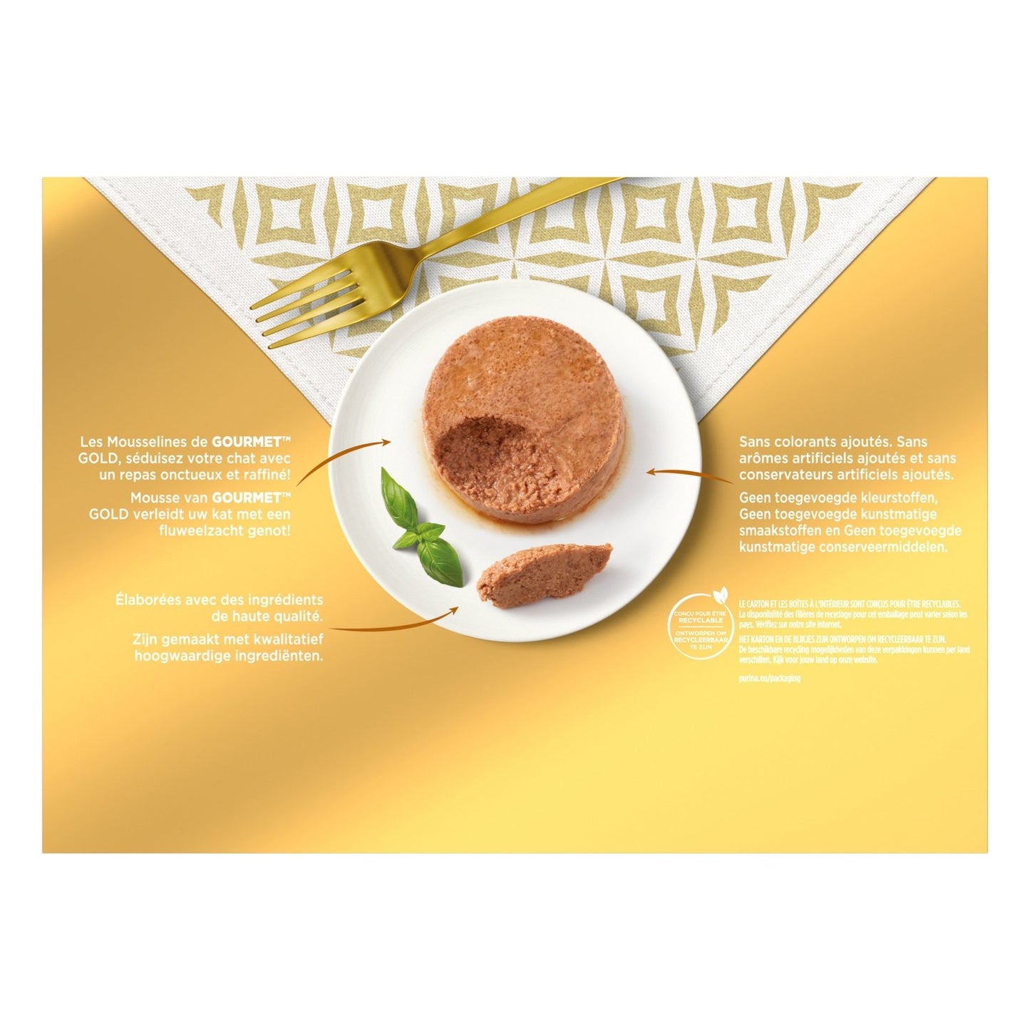 Pâtée pour Chat Adulte Mousselines en Mousse Agneau Boeuf Lapin Veau Gold GOURMET