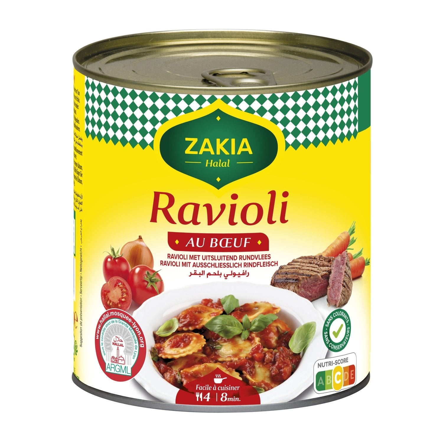 Plat Cuisiné Halal Ravioli au Bœuf ZAKIA la boite de 800 g
