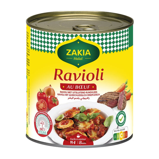 Plat Cuisiné Halal Ravioli au Bœuf ZAKIA la boite de 800 g