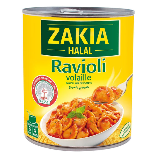Plat Préparé Halal Ravioli Volaille ZAKIA la boite de 800 g