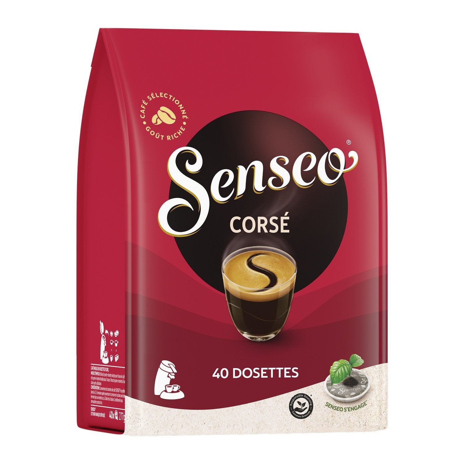 Café Dosettes Corsé Arabica et Robusta SENSEO le paquet de 40 dosettes