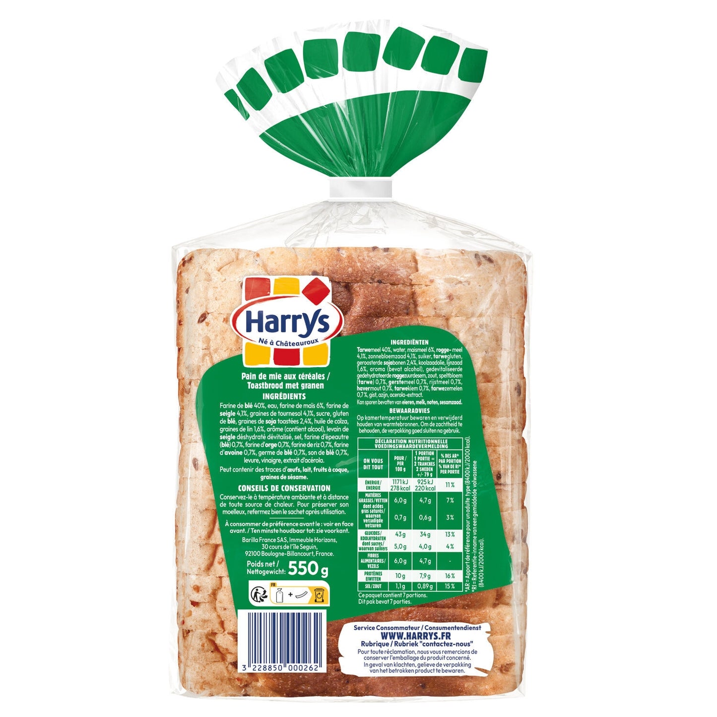 HARRYS 7 Grain American Sandwich Bread with No Additives