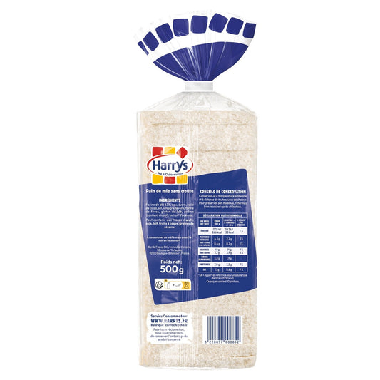 HARRYS 100% Plain Sandwich Bread, Crustless, No Additives, Small Slices
