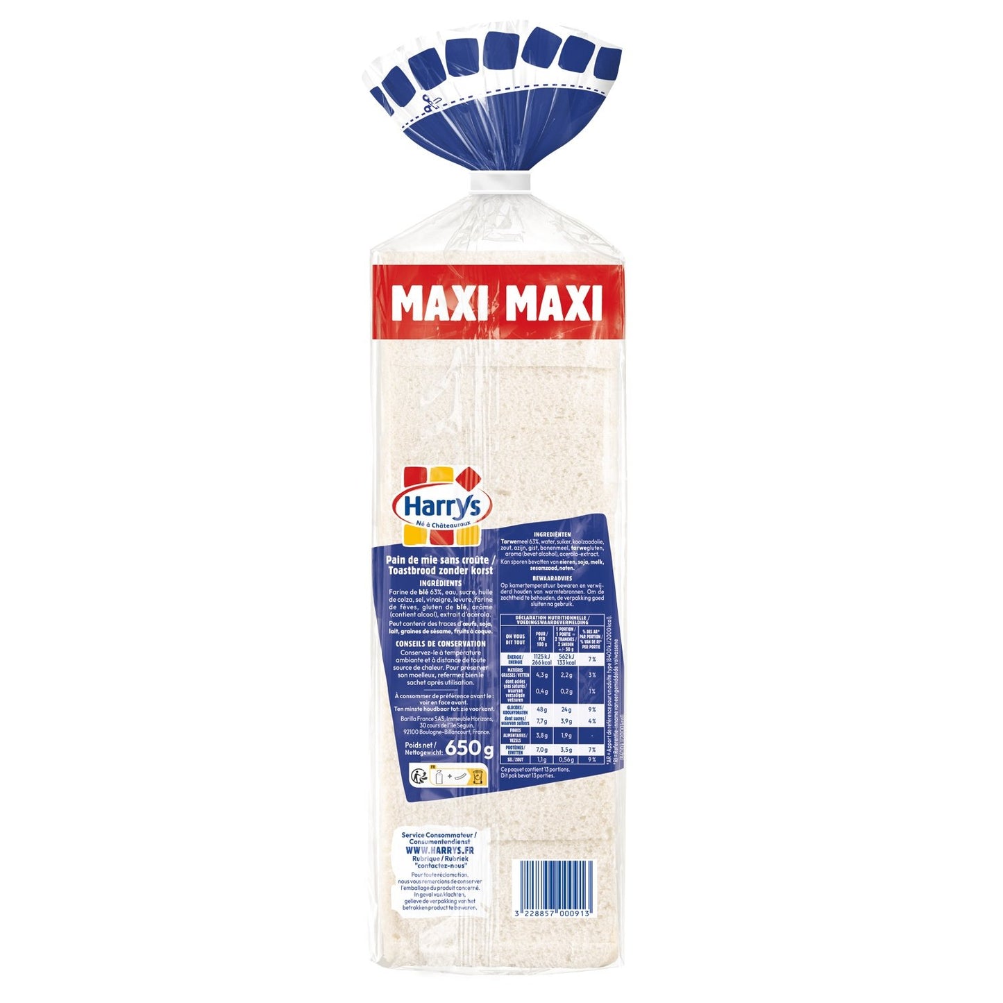 HARRYS 100% Plain Sandwich Bread, Crustless, Maxi Size, No Additives