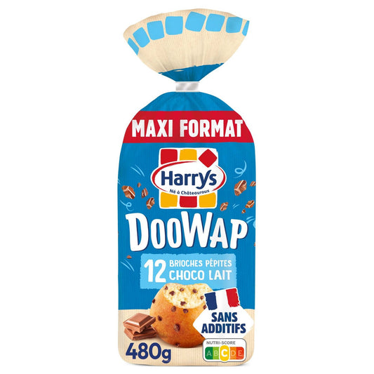 Brioches Doowap aux Pepites de Chocolat au Lait Sans Additifs HARRYS le paquet de 12 sachets