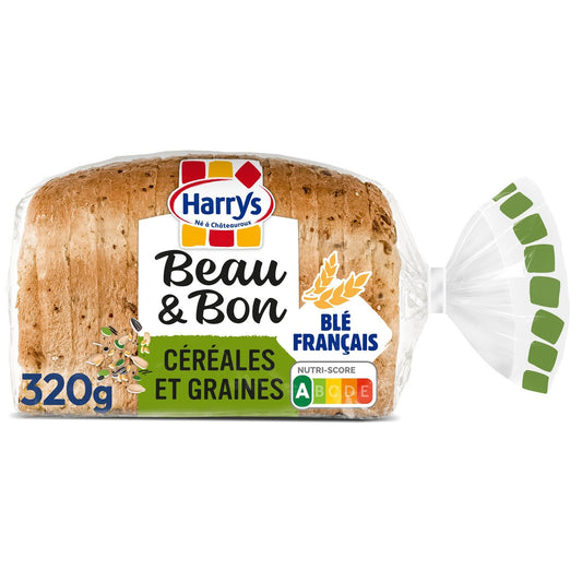 Pain de Mie Beau & Bon Farine de Blé Céréales & Graines Sans Additifs HARRYS le sachet de 14 tranches - 320g