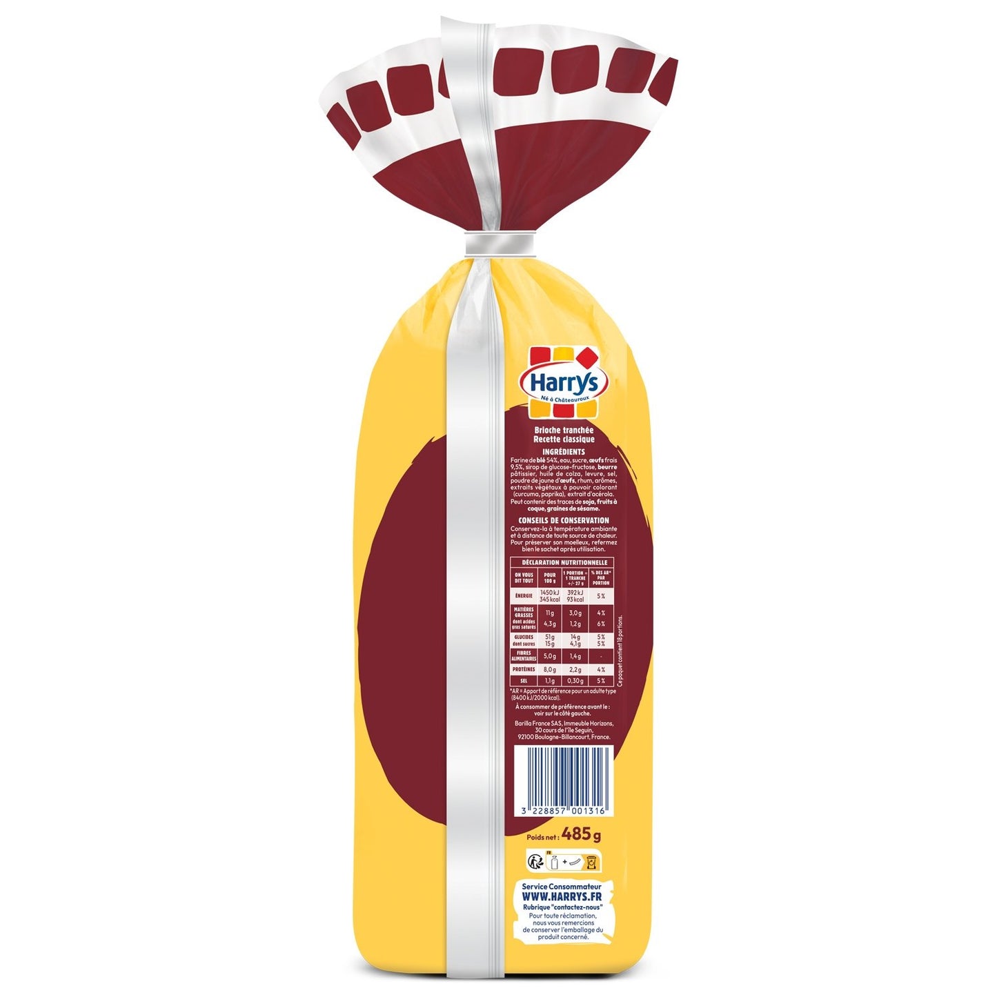 HARRYS Classic Plain Sliced ​​Brioche Recipe with No Additives