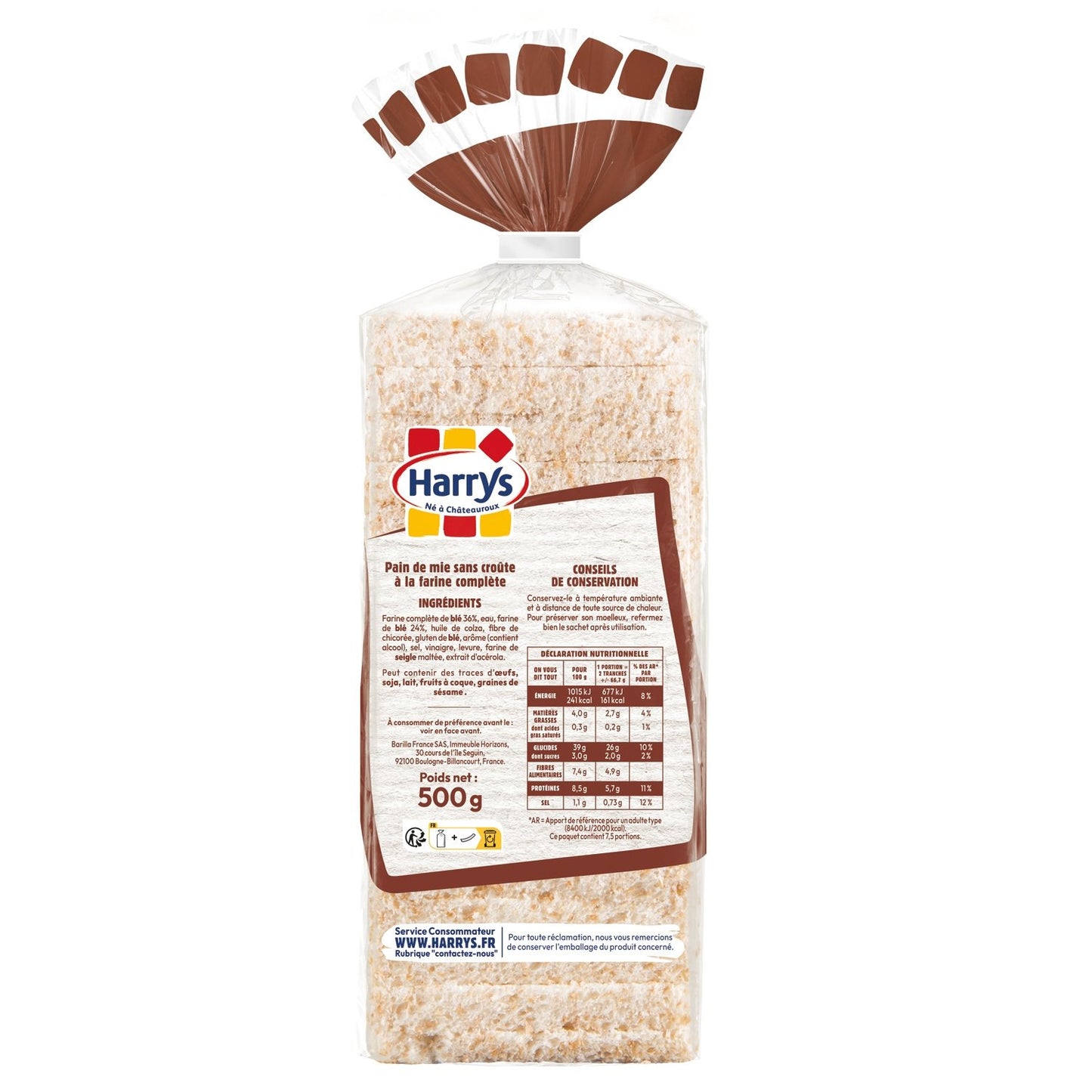 HARRYS 100% Wholemeal Sandwich Bread Without Crust No Added Sugar No Additives