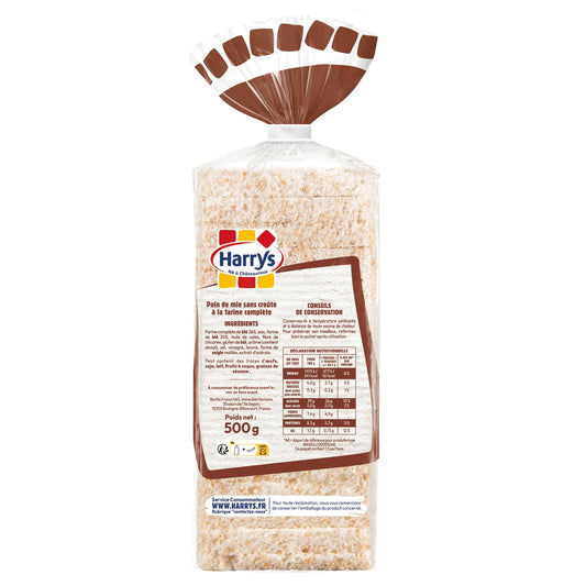HARRYS 100% Wholemeal Sandwich Bread Without Crust No Added Sugar No Additives
