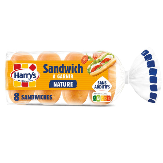 Pain Sandwich Nature Sans Additifs HARRYS le sachet de 8 pains