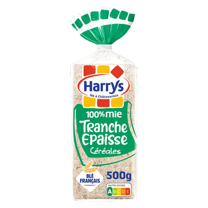 Pain de Mie 100% Mie Tranches Épaisses Céréales Sans Croûte HARRYS