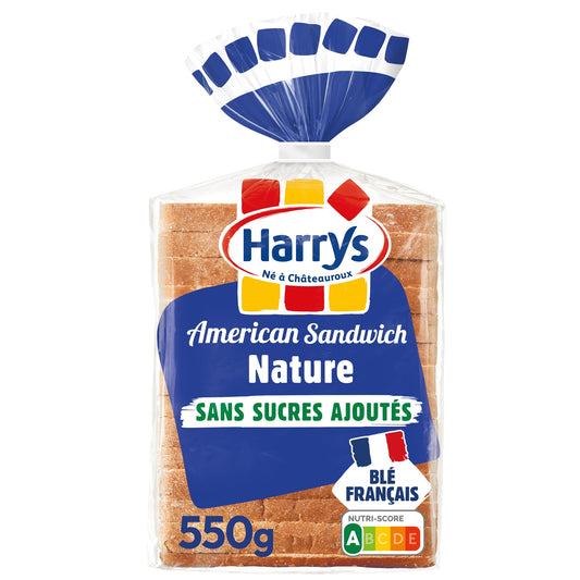 Pain de mie American sandwich nature sans sucres ajoutés sans additifs HARRYS 
