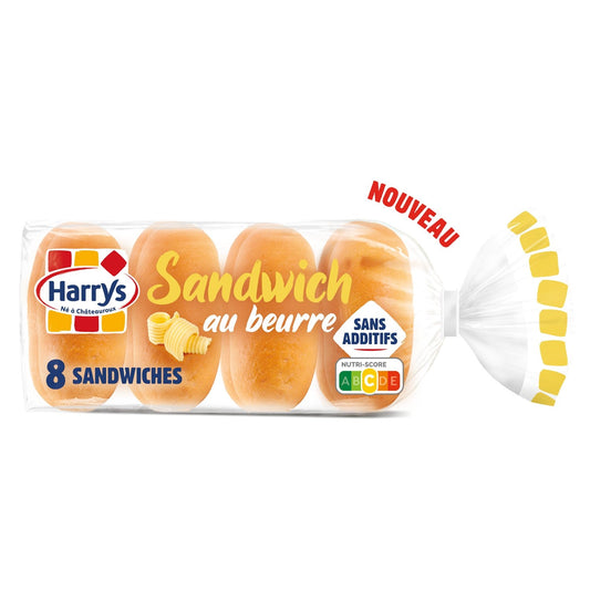 Pain Sandwich au Beurre Sans Additifs HARRYS le sachet de 8 pains