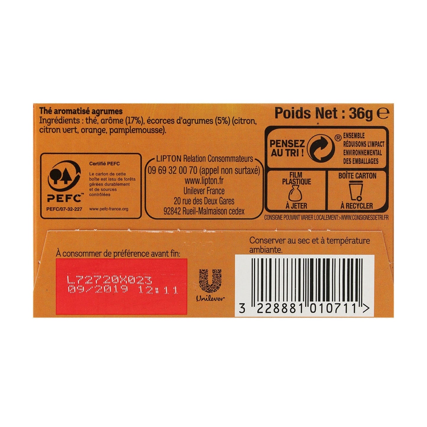 [ANTI-GASPILLAGE] Thé Noir Agrumes LIPTON - Date de durabilité minimale : 02/2026