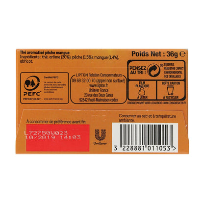 [ANTI-GASPILLAGE] Thé Noir Pêche Mangue LIPTON - Date de durabilité minimale : 05/2025