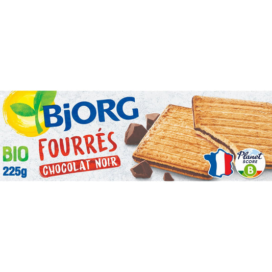 Biscuits Bio Fourrés Chocolat Noir BJORG Le paquet de 225g
